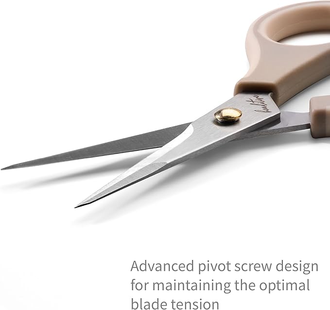 Beaditive Precision Craft Scissors - Ultra Sharp Stainless Steel Blades & Non-Slip TPR Handles - Adult & Kid Scrapbooking Scissors With Safety Cap For Home, Office, School (Milk Tea)