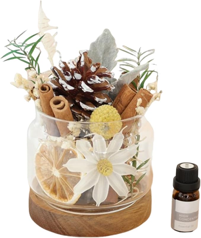 DIY Dried Flower Aromatherapy Kit with Natural Plant Essential Oils, Naturally Dried Flowers and Herbs Ornaments for DIY Flower Craft, Vintage Holiday Decor, Christmas (#B)