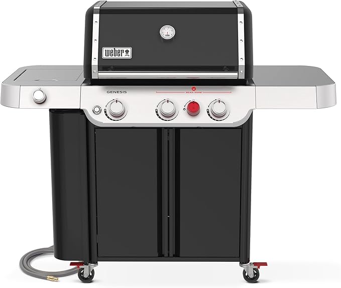 Weber Genesis E-335 Natural Gas Grill for Outdoor Cooking, 3 Burners and 1 Side Burner, Black