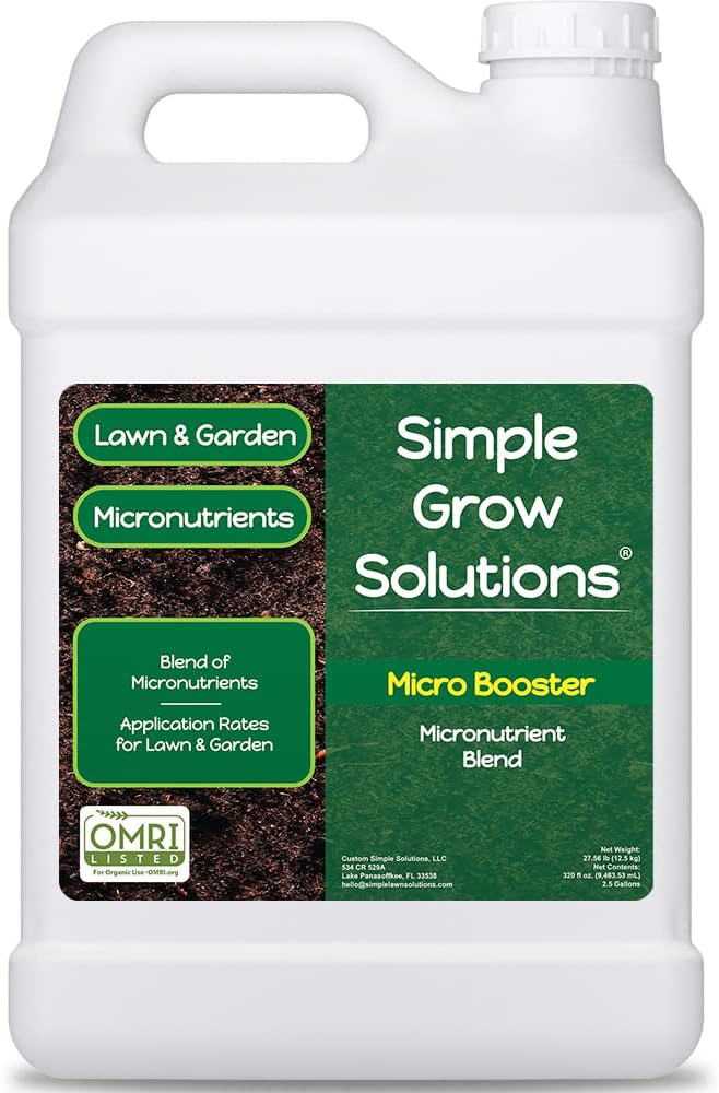 Micronutrient Booster- Complete Plant & Turf Nutrients- Simple Grow Solutions- Garden & Lawn Fertilizer- Grower, Gardener- Liquid Food for Grass, Tomatoes, Flowers, Vegetables (2.5 Gallon)