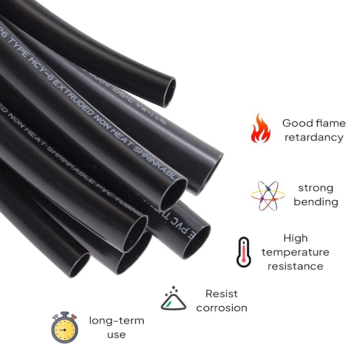 SUNNAREPOON Black Wire Harness Tubing, Car Unshrinkable Insulation Cord Sleeve for Wire Shielding Sheathing Organizer/Protection/Covering (1/4''(7MM) - 10FT(120INCH))