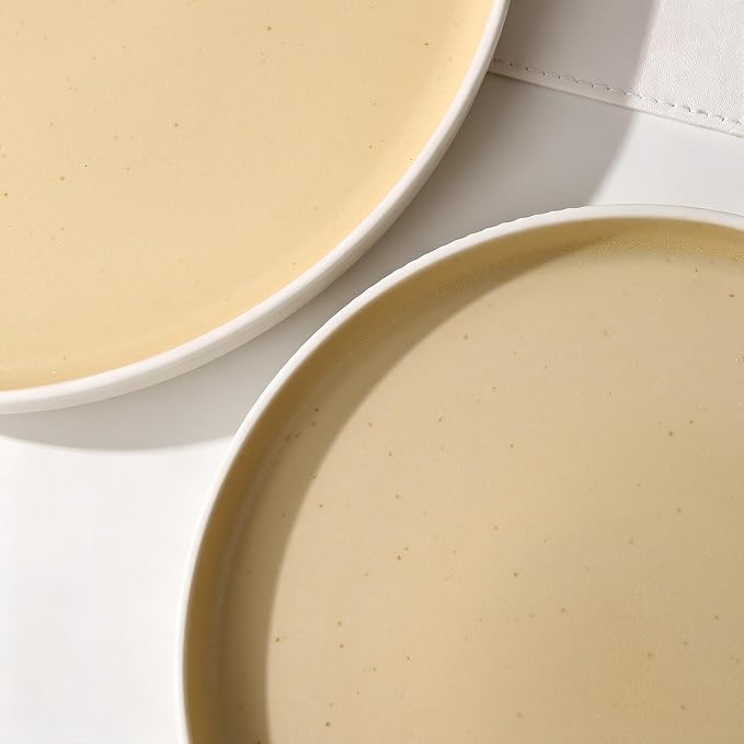 MONITO Ceramic Dinnerware Sets for 6, 18PCS Stoneware Plates and Bowls Sets, Reactive Glaze Dish Set, Chip and Scratch Resistant Double, Microwave and Dishwasher Safe, White Orange