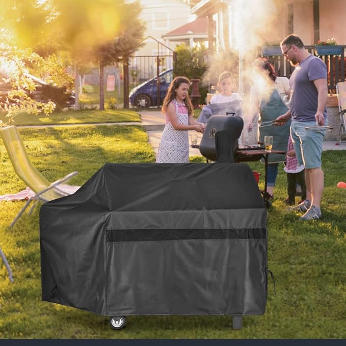 iCOVER Offset Smoker Cover 60 inch Charcoal Pellet Grill Covers Heavy Duty Waterproof 600D BBQ Smokers Protection for Brinkmann for Char-Broil for Weber, Nexgrill, New Braunfels for Oklahoma Joe's