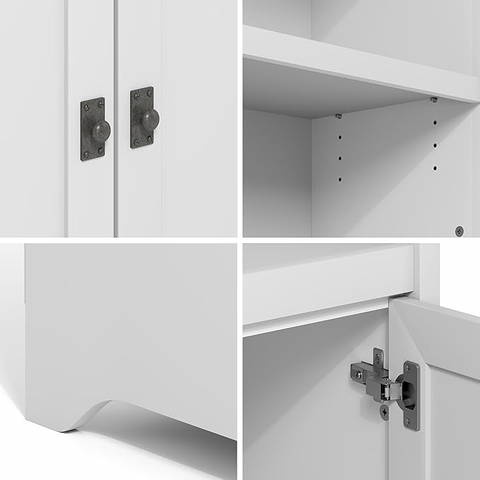 Furinno Robin Storage Cabinet, Pantry Cabinet with 3-Tier Adjustable Shelves with 2 Door Cabinet, 30W, Kitchen Organizer Cabinet, Organization and Storage, for Pantry, Living Room, Home Office, White