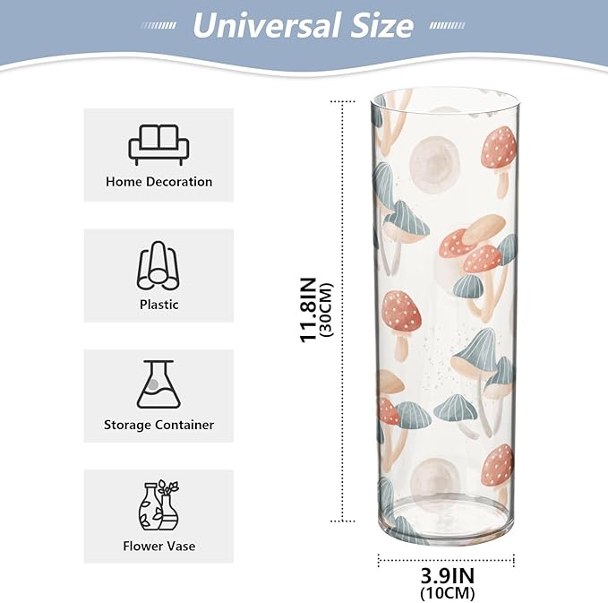 Vase Plastic Vase Elegant Cylinder Flower Vase Shatterproof Decorative Centerpiece for Home Table Office Weddings Events (11.8 x 3.9 in)