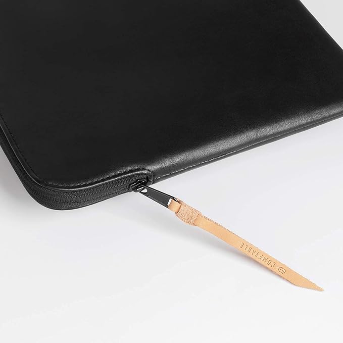 Comfyable Leather Laptop Sleeve Compatible with 16 Inch MacBook Pro M4 2024 & 15 Inch MacBook Air M4 M3 M2 2025, Black