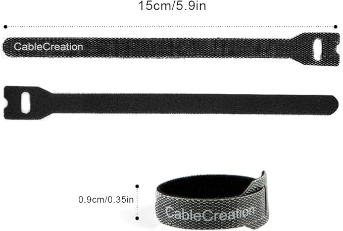 CableCreation Fastening Cable Ties Reusable, Premium 6-Inch Adjustable Cord Ties, Nylon Cable Management Straps Hook Loop Cord Organizer Wire Ties Reusable Black, 50PCS