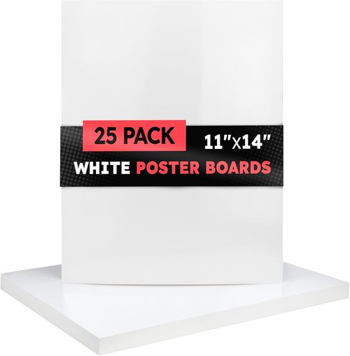 Hygloss Medium Poster Board - 25 Bulk Pack of 11x14 White Poster Boards | 10 Pt. Thickness for Crafts & Displays