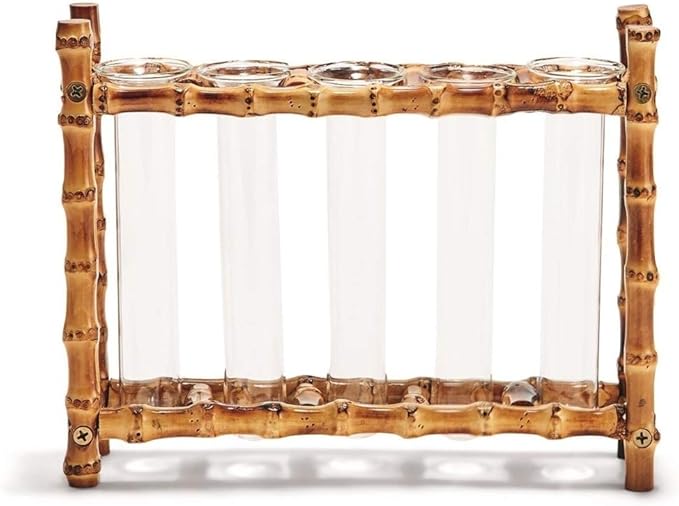 Tozai Home WTR006 Natural Bamboo Vase Includes 5 Glass Tubes