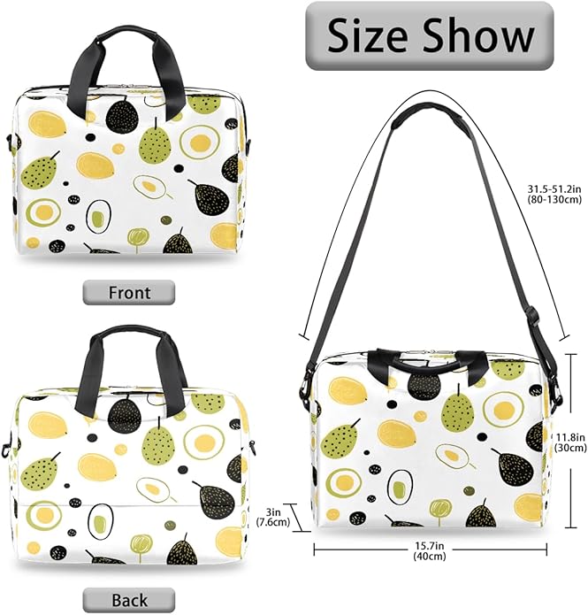 JXDXHCW Cartoon Avocado Laptop Bag Carrying Case 15.6 Inch Laptop Briefcase Messenger Shoulder Bag for Tablet Computer Bag for Travle Business Men Women