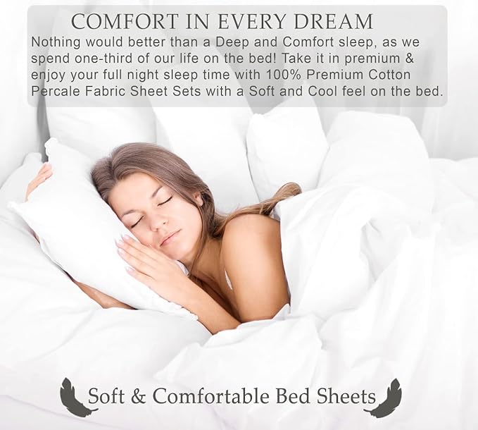RUVANTI 100% Cotton Full Size Bed Sheets, 4 Pieces, Soft & Breathable Percale Weave Bedding, Deep Pocket 16", Hotel Standard, Crisp Cool Feel, Durable, Perfect Sheet Set Floral, Monotones