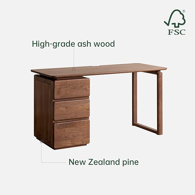 YESWOOD Home Office Desk, Gaming Desk, Mid Century Modern Computer Desk, Writing Desk with File Drawer for Study PC Desks 47.24" W