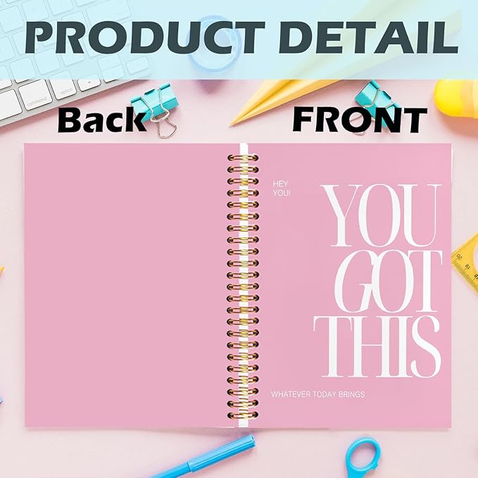 Yhtrg Spiral Journal Notebook for Women, You Got This Inspirational Notebooks Journal, Pink School Journal Notebook, Pink Motivational Positive Notebooks for Office School Supplies, 5.5x8.3 Inch