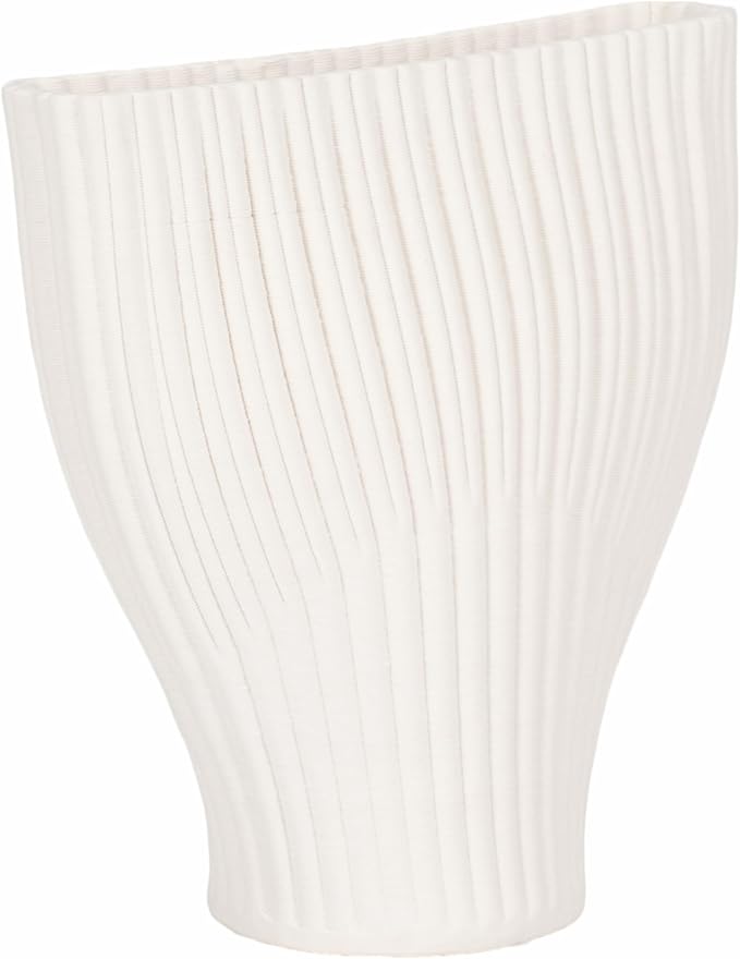 Ceramic Vase for Home Decor – Elegant Flower Vase for Living Room, Table Accent, or Bedroom Decor – 3D Printed Accent Piece for Office, Room, or House Styling – 9” Ivory