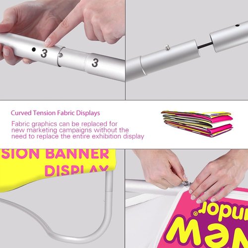 Custom Curved Tension Fabric Display Backdrop - 10x8 FT Portable Trade Show Banner for Events