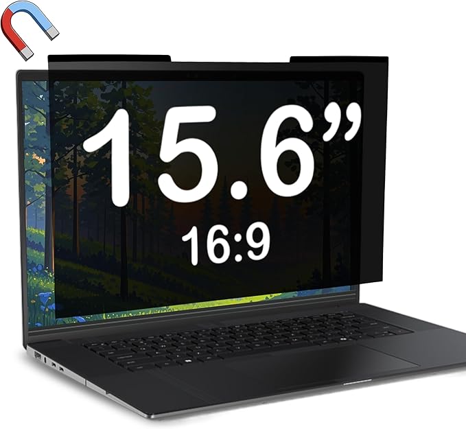 Magnetic Laptop Privacy Screen 15.6 inch for 16:9 Computer Monitor, Removable Anti-Glare Screen Privacy Shield, Screen Filter and Protector for Laptop (13 5/8" × 7 5/8"), Fits (FHD 1920 × 1080)
