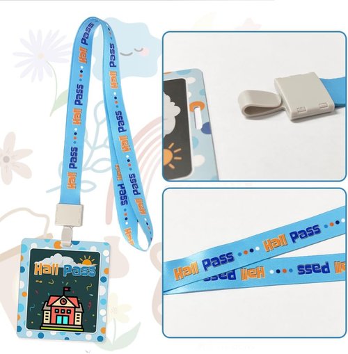 Hall Pass Lanyards - Unbreakable Classroom Passes Set for Students & Teachers | 10 Pack