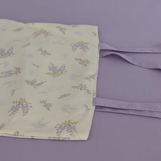 Purple Flower Duvet Cover Set Full 3 Pieces Lavender Floral Duvet Cover with Bow Ties,Cottagecore Bedding Set 100% Cotton Vintage Country Comforter Cover for Teens Girls without Filling-80"x90"