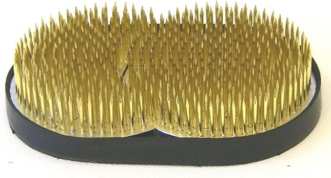 JapanBargain 2301, Flower Frog Japanese Ikebana Kenzan for Flower Arrangements Brass Floral Arranging Pin Needle Holder Sun and Moon Made in Japan, 3-3/4" x 2-1/4"