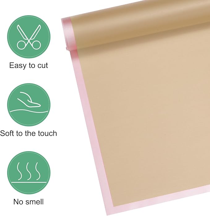 M METERXITY 20 Sheets Flower Wrapping Paper Bouquet, 23 Inch Khaki Gold Edge BOPP Waterproof Floral Wrapping Paper Flower Packaging DIY for Wedding/Party/Birthday/Gift Bouquet Wrap Paper