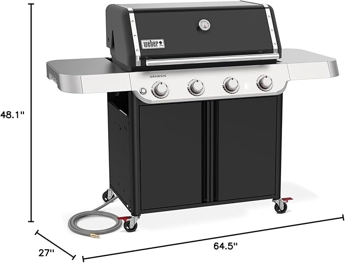 Weber Genesis E-415 Natural Gas Grill for Outdoor Grilling, 4 Burners, Black