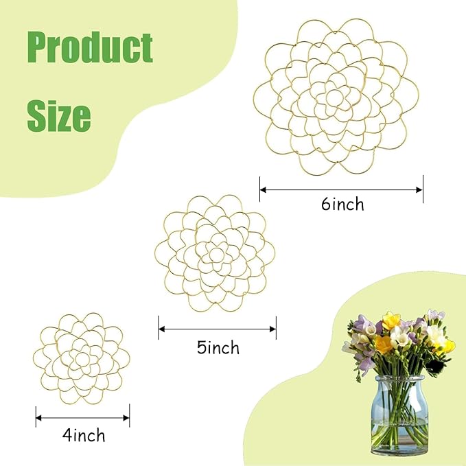 3 Pcs Flower Arrangement Holder Stainless Reusable Wire Flower Arranging Tool Floral Insert Metal Round Floral Frog for Vase Plant Flower Fixation