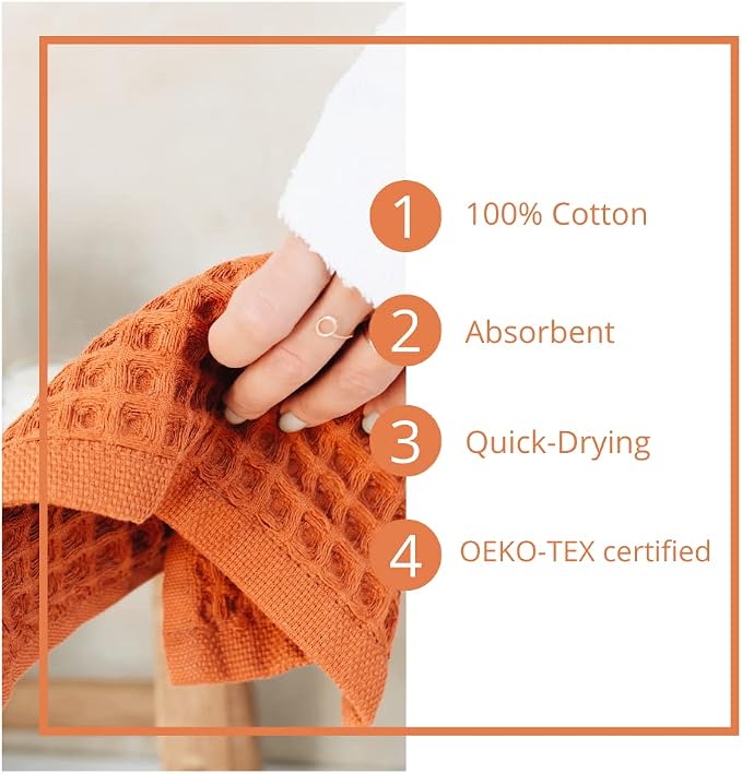 sea me at home Waffle Washcloths Set, 100% Turkish Cotton (Terra)