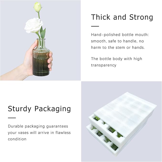 Bud Vase Set of 24, Green Bud Vases in Bulk, Small Flower Vases for Centerpieces, Mini Vintage Vase for Rustic Wedding, Home,Table Decoration