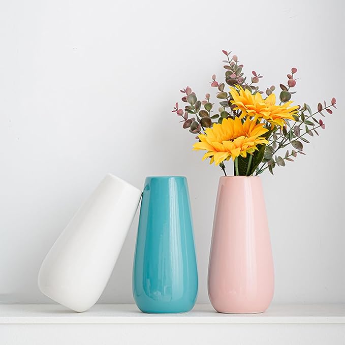 Pink Vase,Small Pink Flower Vase,Minimalist Decorative Ceramic Vases for Flowers,Perfect for Living Room,Shelf,Table,Bookshelf,Mantel and Entryway Decor