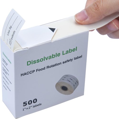 L LIKED 500 Dissolvable Food Storage Labels - 1 x 2 Inch Stickers for Containers