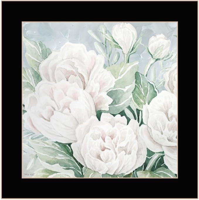 Trendy Decor 4U CIN3002-712 Peaceful Peonies In Full Bloom Wall Art By Cindy Jacobs - Classic Floral 14" H x 14" W