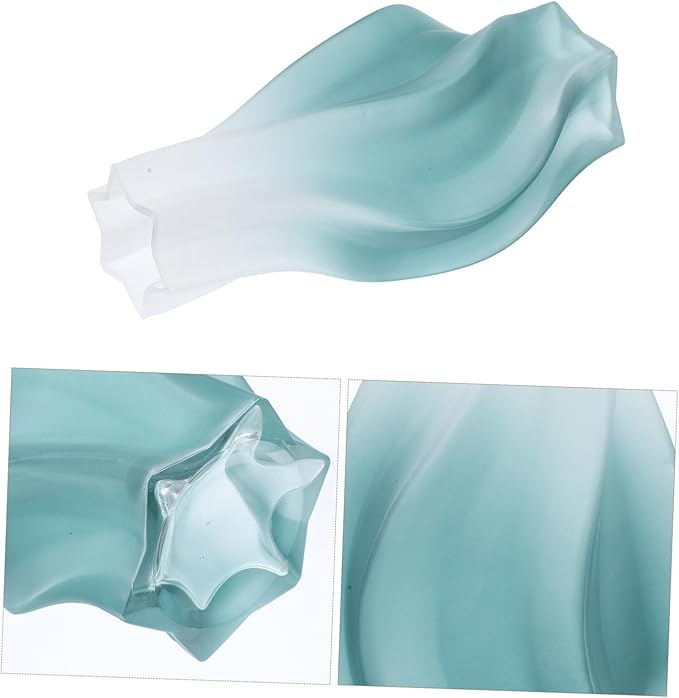 Frosted Glass Planter Vase Large Green Swirl Pattern Decorative Home Glass Vase for Flower Arrangement Desktop Display for Living and Wedding Decor