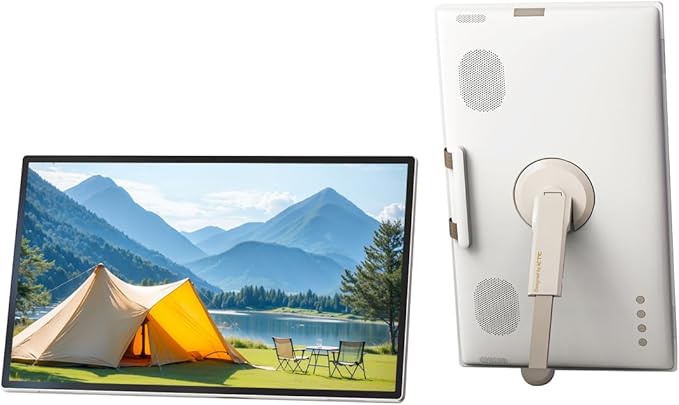 KTC 25 Inch Portable TV - Smart Touch Screen with Google Play, Android 14, Qualcomm 8G RAM+128G Storage, 1080P Smart Handy TV with 8MP Camera and Battery, Touchscreen Monitor for Camping, Bathroom