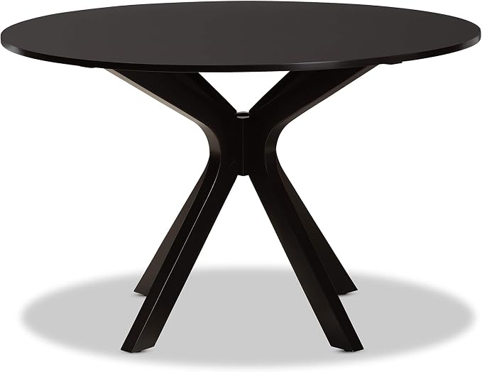 Baxton Studio Kenji Modern and Contemporary Dark Brown Finished 48-Inch-Wide Round Wood Dining Table