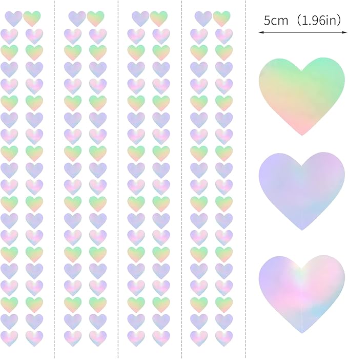 Iridescent Disco-Holographic Heart Garland - 52Ft Wedding Hanging Decoration Neon Streamers Banner, Perfect for Bridal Shower, Birthday, Baby Shower, Engagement, Valentines Day Decor