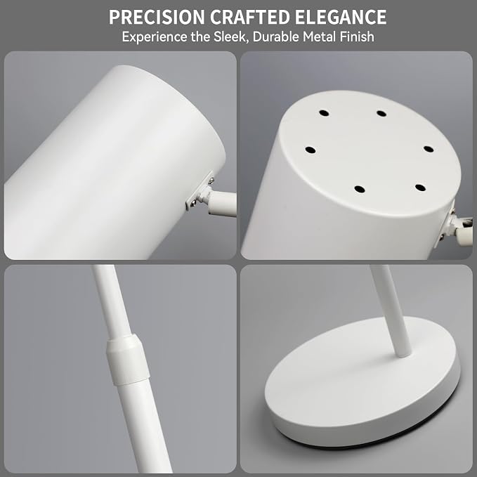 Ldeco Stepless Dimmable Arc Floor Lamp for Living Room with Timer,Height Adjustable Modern Reading Standing Lamps for Living Room,Reading Room,Office,LED Bulb Included (White-DM)