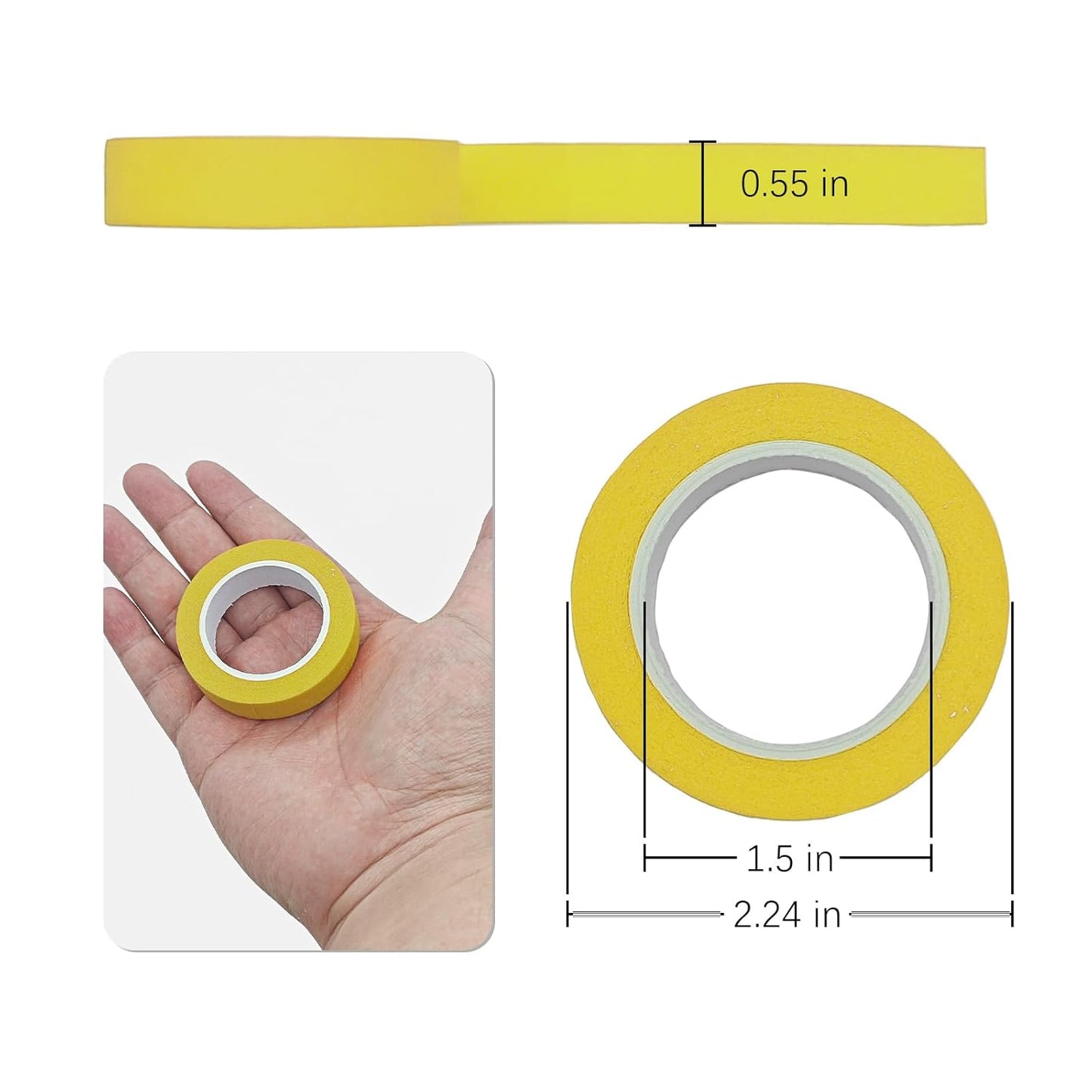 UMETDO 8PCS Colored Masking Tape - Yellow Painter's Tape for Kids' Crafts & DIY Projects | 1/2 Inch Rolls