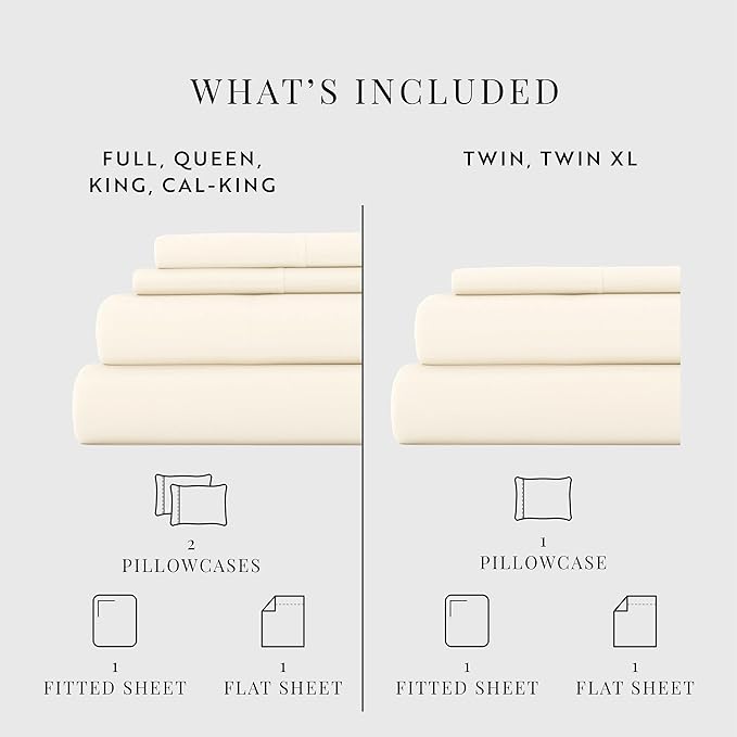Linen Market Double-Brushed Microfiber Twin XL Sheet Set 3 Piece – Oeko-TEX Certified Ultra Soft & Wrinkle-Free - 16" Deep Pocket Sheets - Easy Care Twin XL Size - Ivory