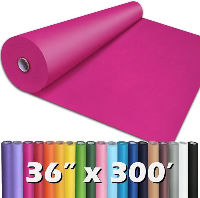 PerkHomy Rose Red Kraft Paper Roll 36" x 3,600" (300') for Gift Wrapping Bouquet Flower Art Painting Craft Writing Packaging Shipping 80GSM 55LB (Rose Red, 36" x 300')