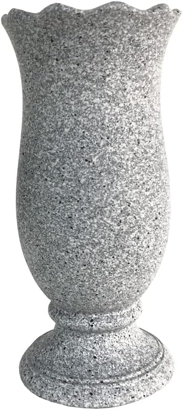 Grave Vase for Cemetery Memorial Grave Decoration Marble Color with Ground Spikes Comes with Flower Foam…