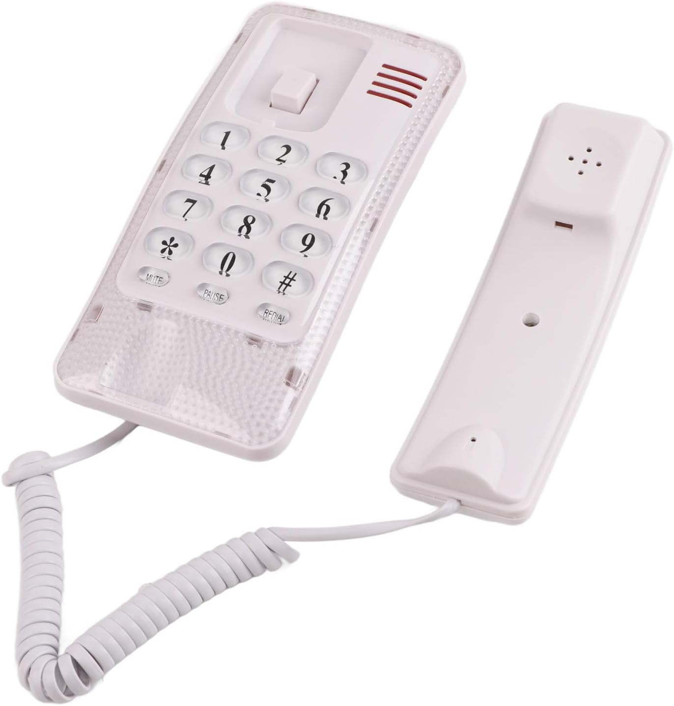Wall Mounted Corded Phone - Portable Design with Redial, Flash, Mute | Durable ABS Material (White)