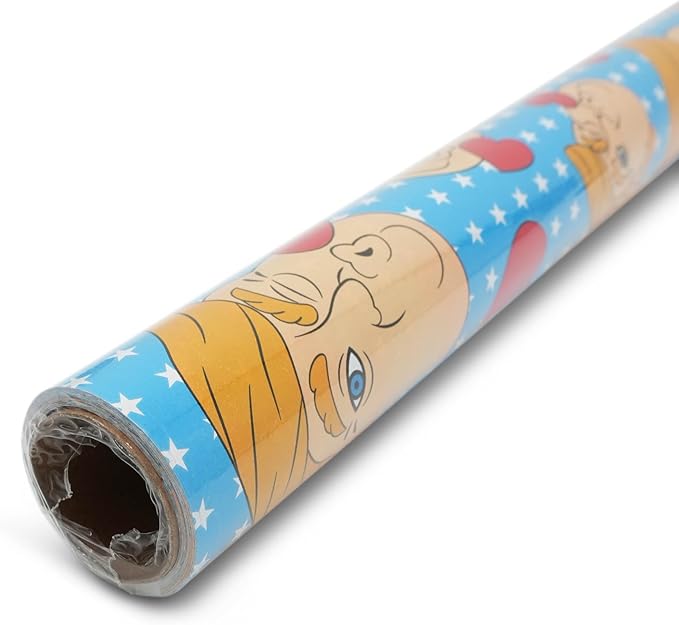 GOOFBALLS Hilarious Wrapping Paper Roll – Funny Gift Wrap for Birthdays, Holidays, White Elephant, Gag Gifts - Trump Kisses