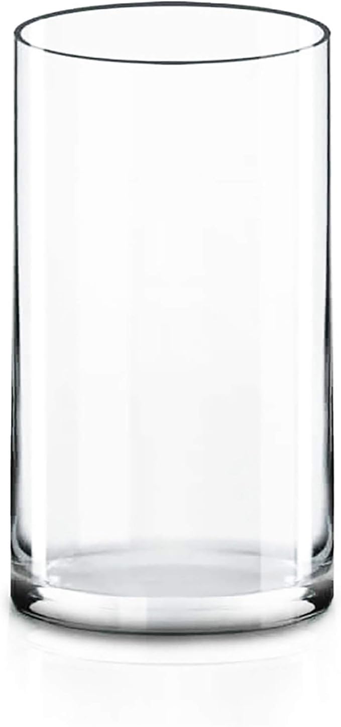 CYS EXCEL (H:12" D:6") Large Cylinder Clear Glass Vase for Wide Bouquet Flower Vase Centerpieces Display Hurricane Floating Candle Holder