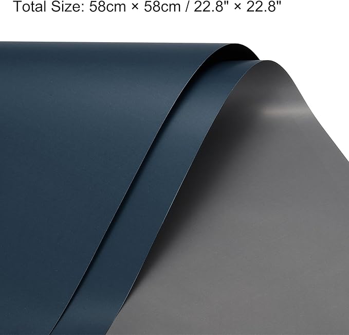 MECCANIXITY 20 Pcs Double Sided Color Flower Wrapping Paper Grey Blue+Grey 22.8"x22.8" Waterproof for Florist Bouquet Supplies, DIY Crafts, Gift Box Packaging