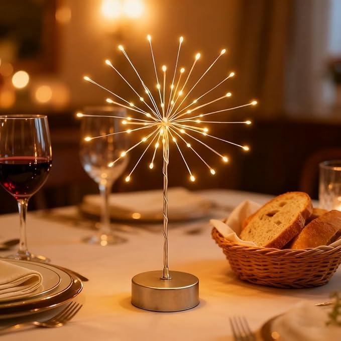 Nest and Flowers Table Lights, Firework LED Decorative Lamp, Christmas Decoration for Party, Romantic Ambient Lighting for Bedroom Living Room, Indoor Decor Gift for Family & Friends(2PCS,Warm Light)