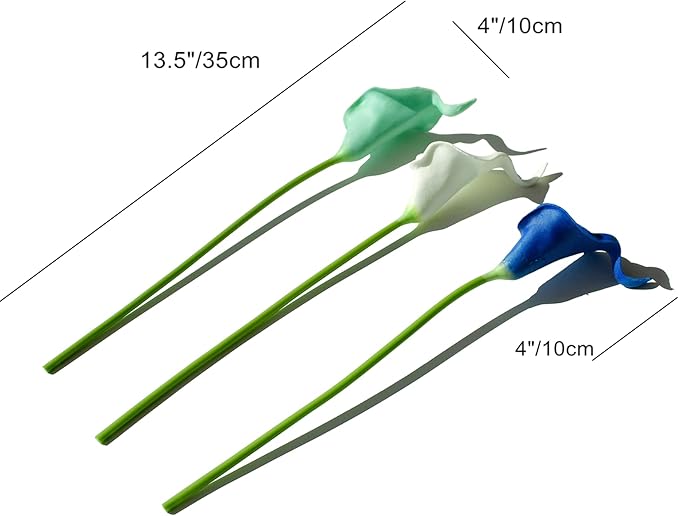 Mandy's PU Shades of Blue Calla Lily Artificial Flowers 20 Stems 13.5in Faux Realistic Centerpiece for Thanksgiving and Christmas Decorations DIY Bridal Bouquet Home Décor