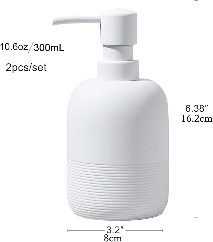 GalDal White Soap Lotion Dispenser with A Spare Pump,Liquid Hand Soap Dispenser Sets for Bathroom Countertop,2pcs/Set Soap Dispenser for Kitchen