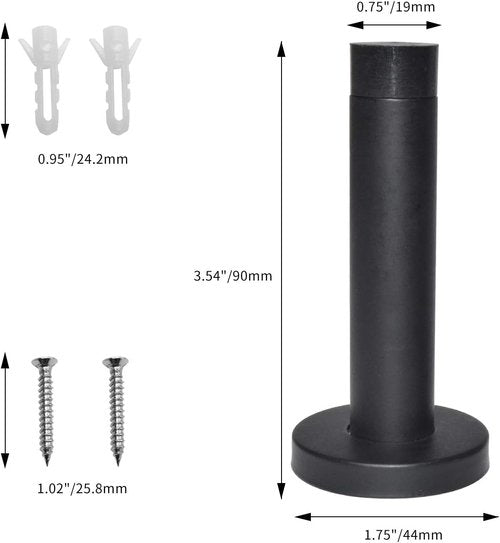 DOKU 10Pcs Heavy Duty Door Stopper - 3.5 Inch Stainless Steel with Rubber Tips | Matte Black
