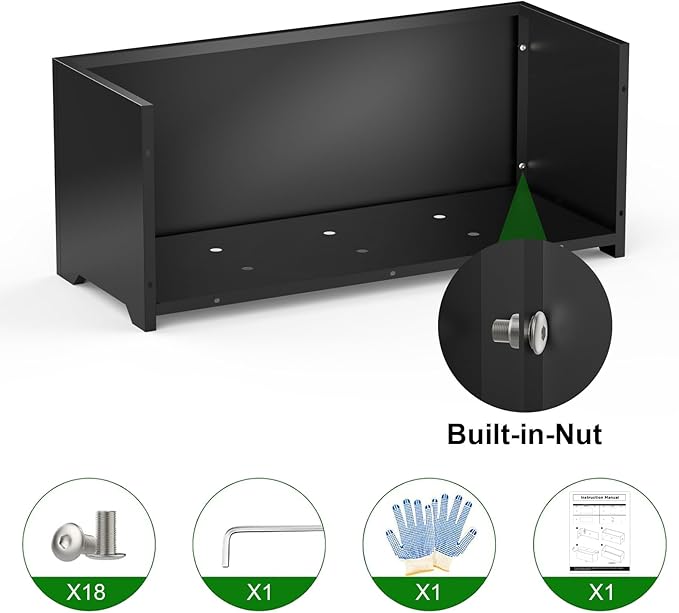 Metal Planter Box 32" L x 15" W x 15" H, Rectangular Trough Planter Box with 6 Drainage Holes & Raised Bottom, Black Large Outdoor Planters for Patio, Yard, Garden,Commercial Residential