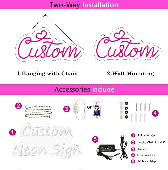 Custom Neon Sign Customizable LED Light for Wall Decor, Personalized Neon Sign for Bedoom Birthday Party Girl Boy Gift Name Logo Light up Sign Bar Home Business Shop